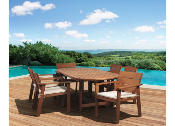International Home Miami Amazonia Nelson Eucayptus 7 piece Oval Extendable Patio Dining Set