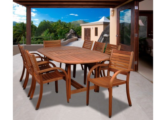 International Home Miami Amazonia Arizona 9 pc Eucalyptus Oval Dining Set