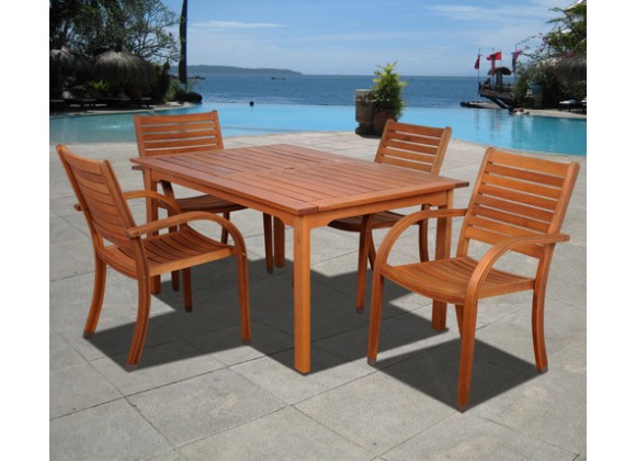 International Home Miami Amazonia Arizona 5 pc Eucalyptus Rectangular Dining Set