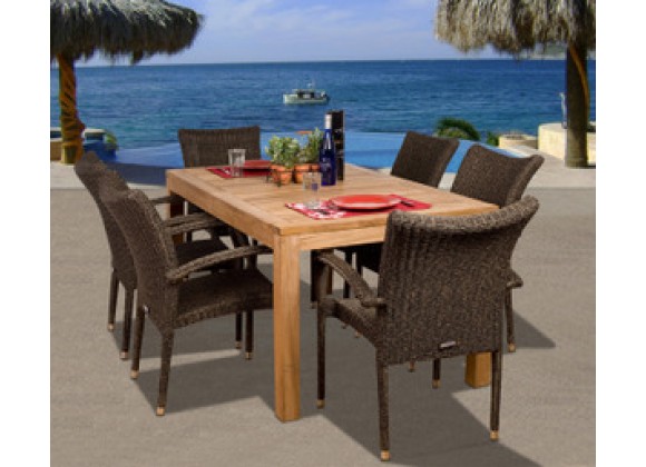 International Home Miami Amazonia Teak Brussels 7-pc Teak/Wicker Dining Set