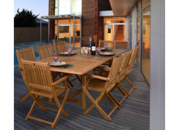 International Home Miami Amazonia Teak Hamburg 9-pc Teak Dining Set