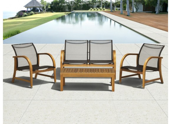 International Home Miami Amazonia Manhattan Eucalyptus 4 piece Patio Deep Seating Set