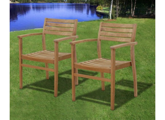 International Home Miami Amazonia Teak Coventry Teak Stacking Chairs