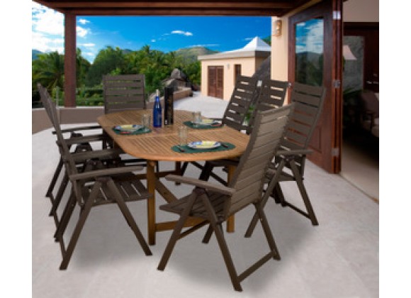 International Home Miami Amazonia Teak San Marino 9-pc Teak/Faux Wood Dining Set