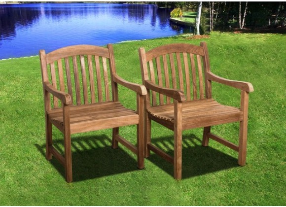 International Home Miami Amazonia Teak Newcastle Teak Armchairs