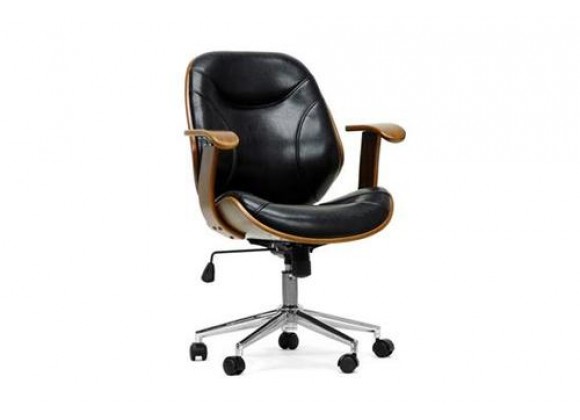 Baxton Studio Rathburn Walnut and Black Modern Office Chair
