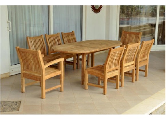 Anderson Teak Sahara 7-Piece Chairs and Bahama Oval 79" Ext. Outdoor Dining Set