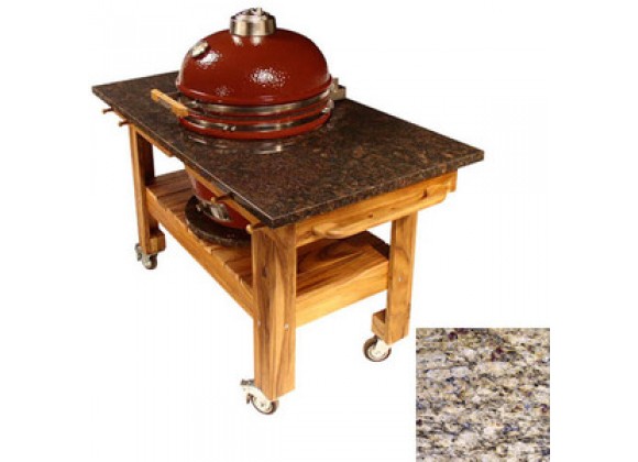 Fireside America Acacia Cart with Amber Cloudburst Granite Top and Riser