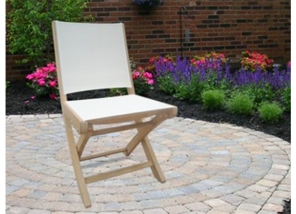 Royal Teak SailMate Folding Chair White Sling - Armless
