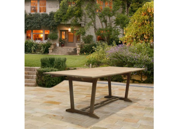 Vifah Modern Patio Renaissance Outdoor Hand-scraped Hardwood Rectangular Extension Dining Table