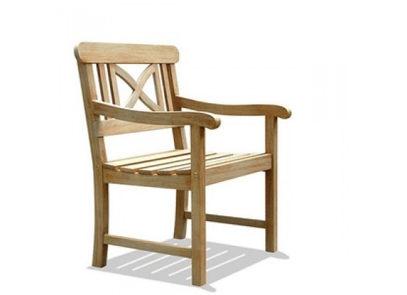 Vifah Modern Patio Renaissance Outdoor Hand-scraped Hardwood Armchair