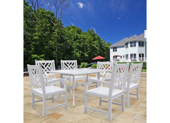 Vifah Modern Patio Bradley Rectangular Extension Table and Armchair Outdoor Wood Dining Set