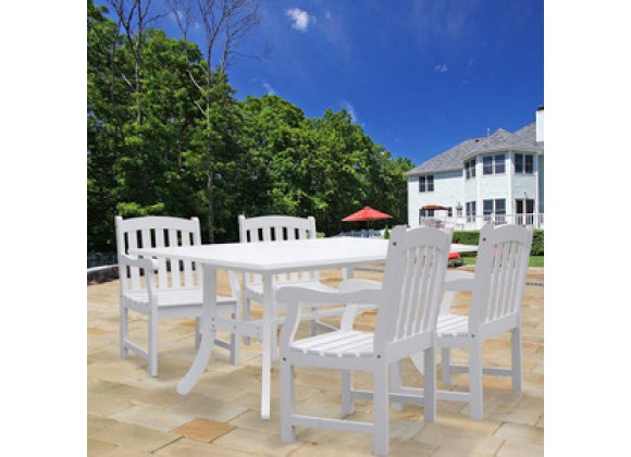 Vifah Modern Patio Bradley Rectangular Extension Table and Armchair Outdoor Wood Dining Set