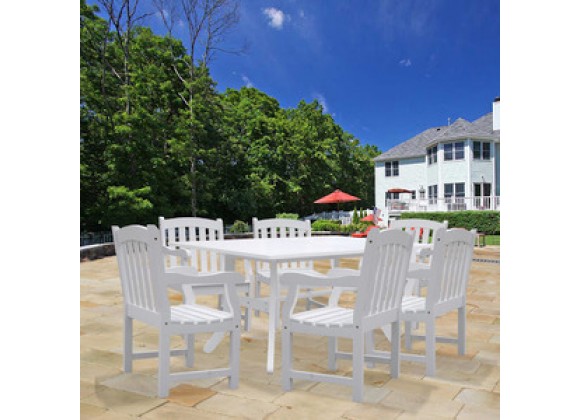 Vifah Modern Patio Bradley Rectangular Extension Table and Armchair Outdoor Wood Dining Set