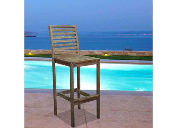 Vifah Modern Patio Renaissance Outdoor Hand-scraped Hardwood Bar Chair
