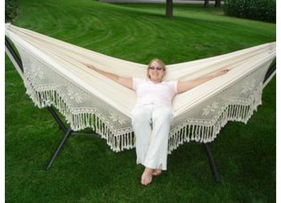 Vivere Brazilian Style Hammock - Double Deluxe in Natural Fabric