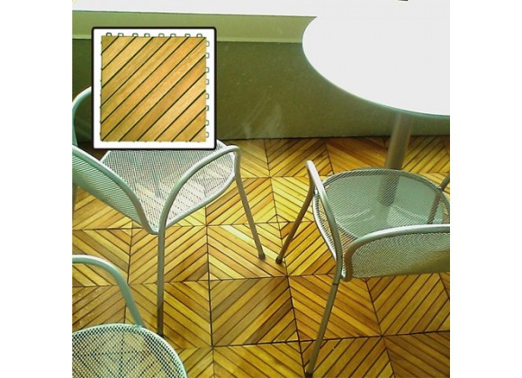 Vifah Modern Patio Interlocking Deck Tiles with 12 Diagonal Slat Design in Acacia Plantation Hardwood (Set of 10)