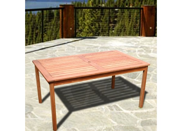 Vifah Modern Patio Outdoor Eucalyptus Wood Rectangular Table