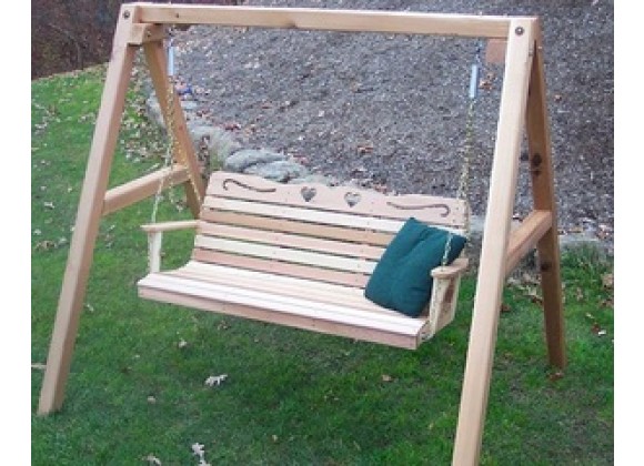 Creekvine Designs Cedar Country Hearts Porch Swing w/Stand