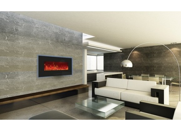 Amantii Enhanced 34" Electric Fireplace-44" x 23" Black Glass Surround