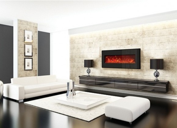 Amantii Designer 58" Electric Fireplace W/ 64" x 21" Steel Surround