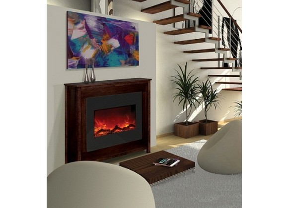 Amantii Zero Clearance 30" Electric Fireplace-32" x 26" Black Glass Surround