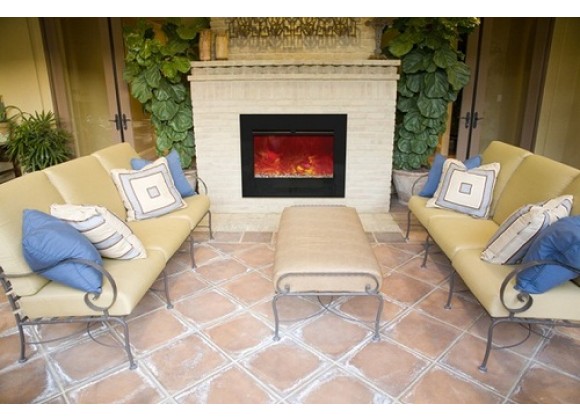 Amantii Electric Fireplace 30" Zero Clearance FLUSHMT Unit-32" x 26" Black Glass Surround