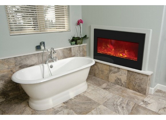 Amantii Electric Fireplace 33" Zero Clearance 36" x 24" Black Glass Surround