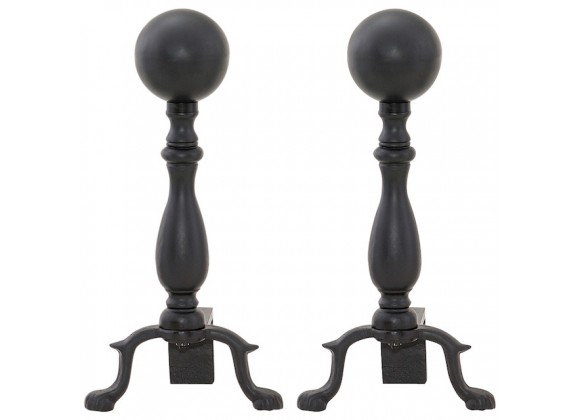 Mr. Bar-B-Q UniFlame® Black Wrought Iron Ball Andirons
