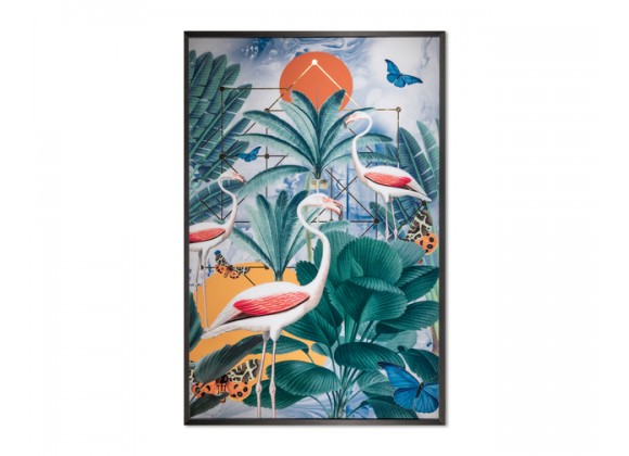 Sunpan Three Flamingos - 48" x 72" - Charcoal Frame