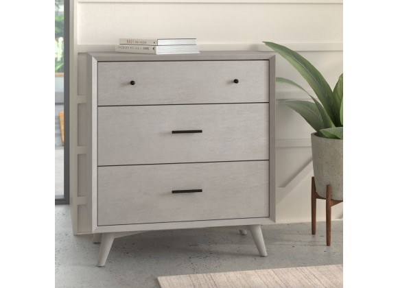 Alpine Furniture Flynn Mid Century Modern 3 Drawer Small Chest, Grey - Lifestyle
