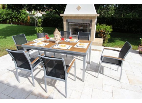 Galliano 7 Pc Dining Set with Sling in Castaway