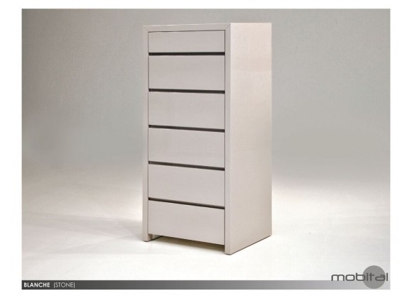 Mobital Blanche 6-Drawer Chest High Gloss Stone
