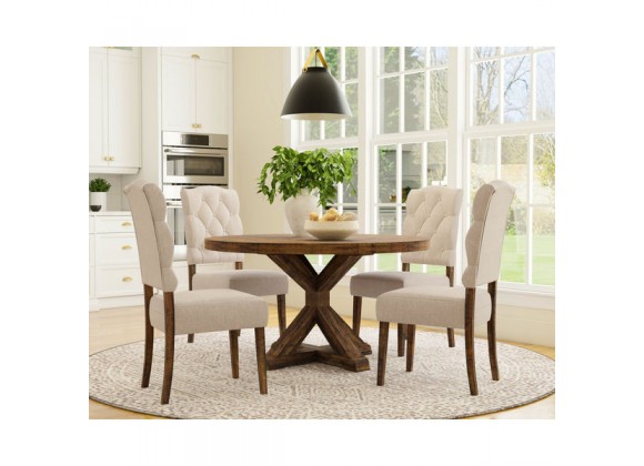 Alpine Furniture Newberry Round Dining Table, Medium Brown - Lifestyle