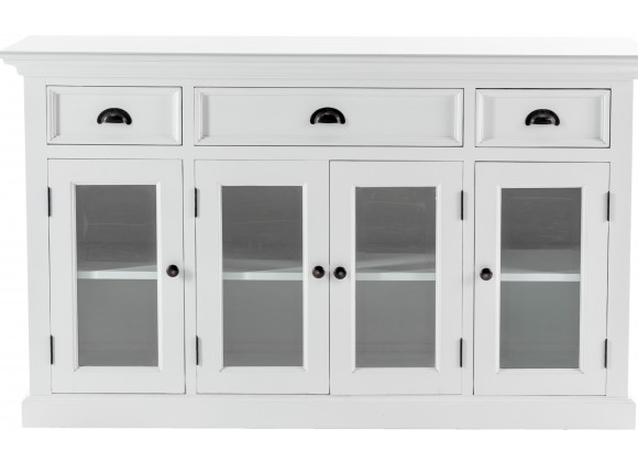 Nova Solo Buffet with 4 Glass Doors 3 Drawers, Front Angle
