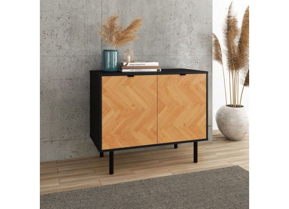 Manhattan Comfort Mid-Century Modern Liam Accent Cabinet in Black and Wood