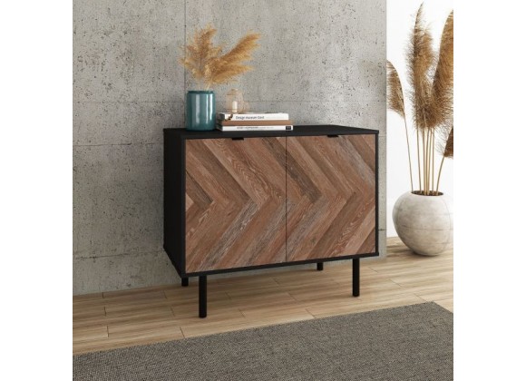 Manhattan Comfort Mid-Century Modern Liam Accent Cabinet Black and Brown
