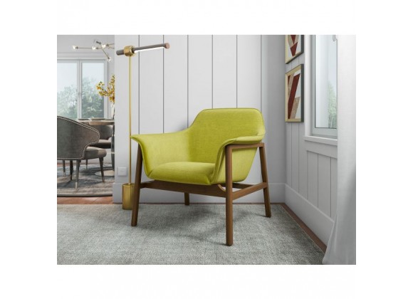 Manhattan Comfort Miller Green and Walnut Linen Weave Accent Chair