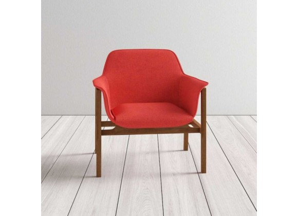Manhattan Comfort Miller Burnt Orange and Walnut Linen Weave Accent Chair