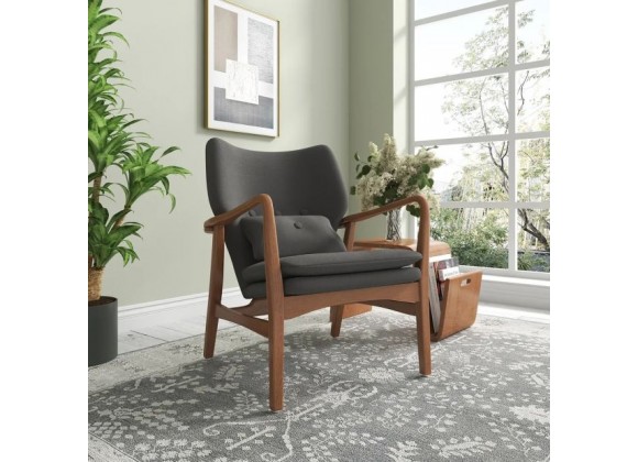 Manhattan Comfort Bradley Charcoal and Walnut Linen Weave Accent Chair