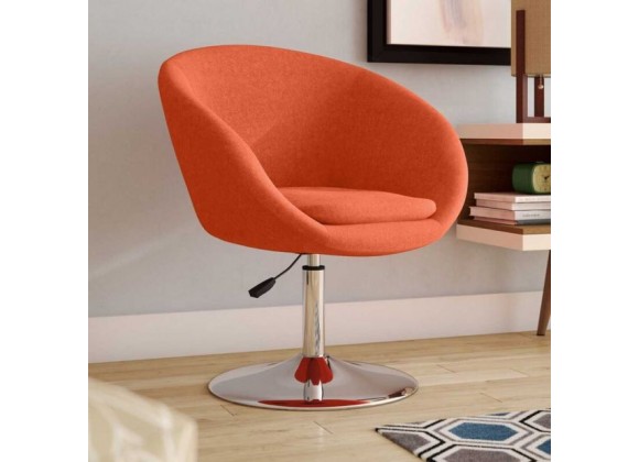 Manhattan Comfort Hopper Orange and Polished Chrome Wool Blend Adjustable Height Chair