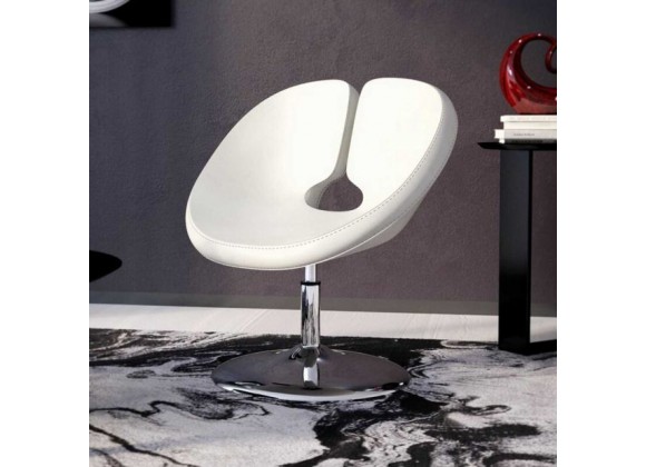 Manhattan Comfort Perch White and Polished Chrome Faux Leather Adjustable Chair