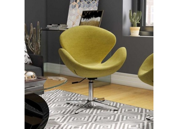 Manhattan Comfort Raspberry Green and Polished Chrome Wool Blend Adjustable Swivel Chair