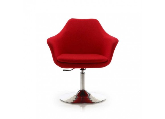 Manhattan Comfort Kinsey Red and Polished Chrome Wool Blend Adjustable Height Swivel Accent Chair Front