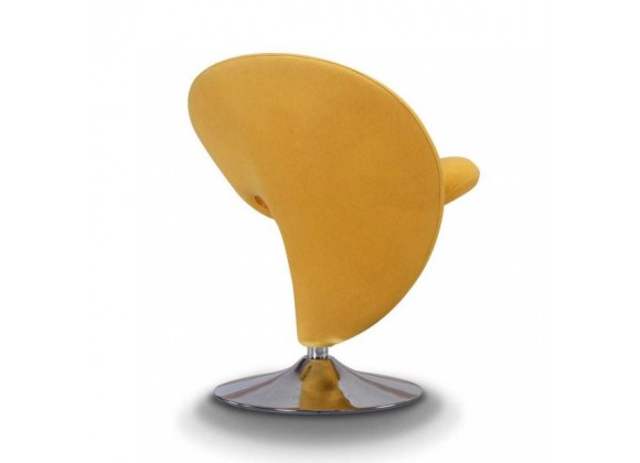 Manhattan Comfort Curl Yellow and Polished Chrome Wool Blend Swivel Accent Chair Back