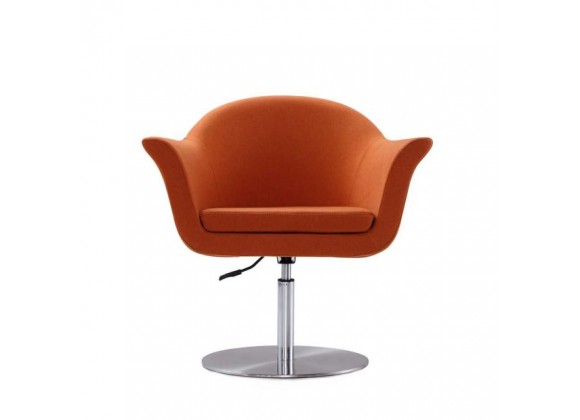 Manhattan Comfort Voyager Orange and Brushed Metal Woven Swivel Adjustable Accent Chair Front