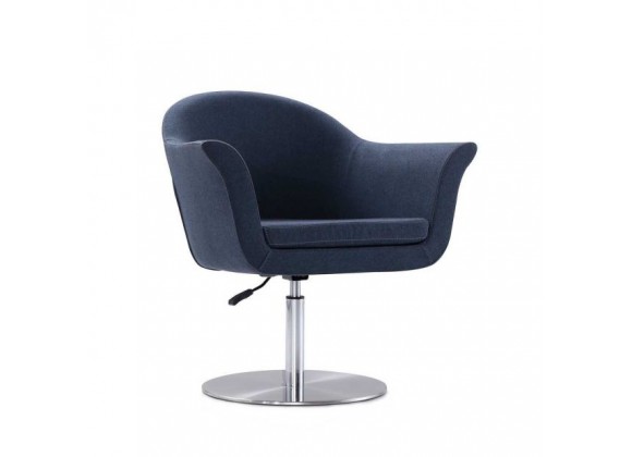 Manhattan Comfort Voyager Smokey Blue and Brushed Metal Woven Swivel Adjustable Accent Chair