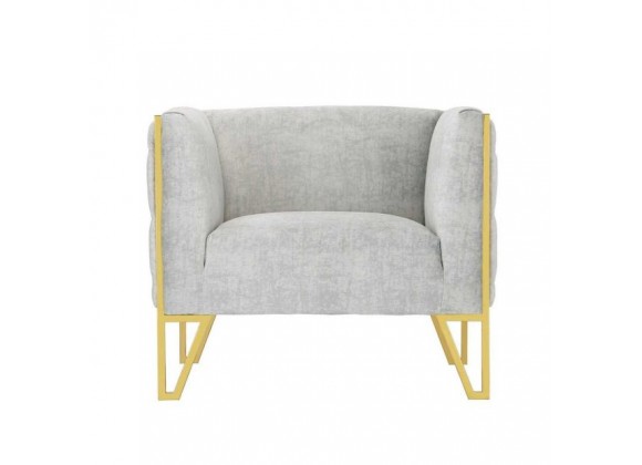 Manhattan Comfort Vector Grey and Gold Velvet Accent Chair Front