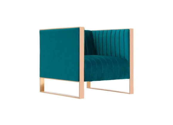 Manhattan Comfort Trillium Teal and Gold Velvet Accent Chair