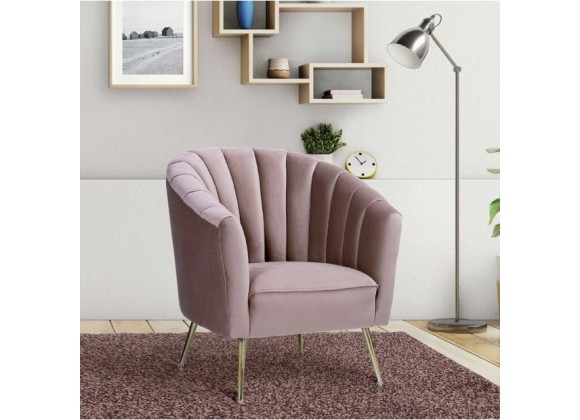 Manhattan Comfort Rosemont Blush and Gold Velvet Accent Chair